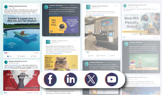 social media feed with buttons
